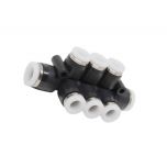 PKVG5/16-1/4C Đầu nối khí nén - khớp nối 5 cổng dạng thẳng 3 nhánh 6