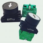 P2AF1BA90-S1-S2 nút nhấn 1NO-1NC trắng mũi tên 1 chiều màu đen Teknic