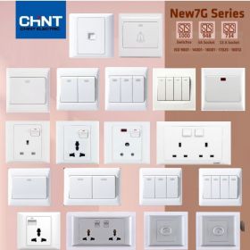 GNEW7-G102 Chint Bộ ổ cắm đơn 2 chấu 10A 250V màu trắng