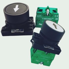 P2AF1BA90-S1 nút nhấn 1NO trắng mũi tên 1 chiều màu đen Teknic