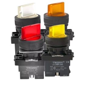 P2ASL7LB-2PSR Công tắt xoay 2 vị trí màu Yellow LED Bulb / Clear Lens Teknic